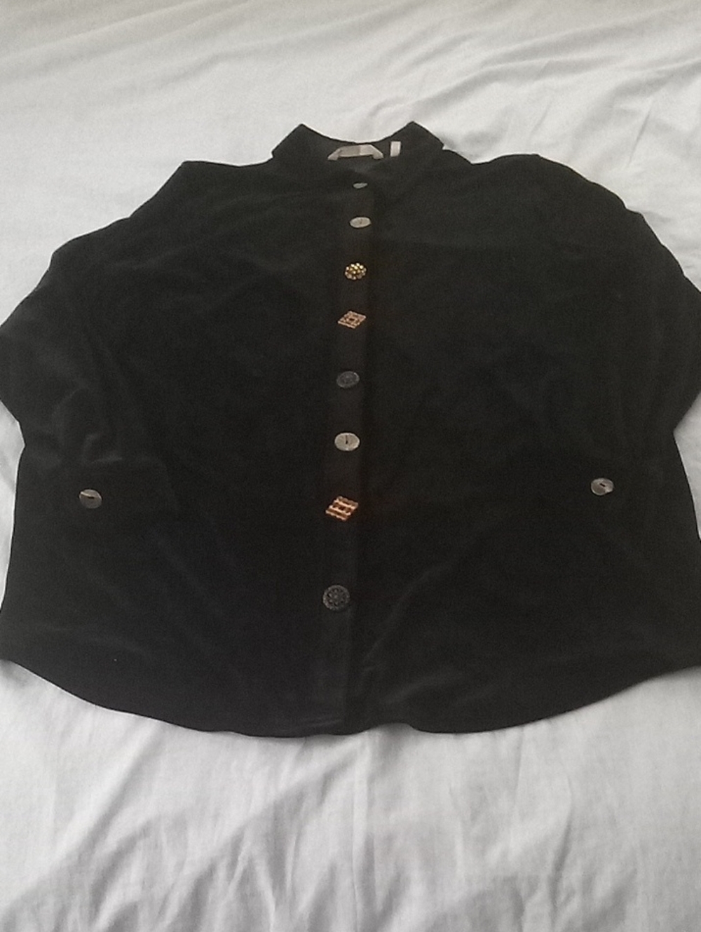 Soft Surroundings Black Velvet Button-Front Top